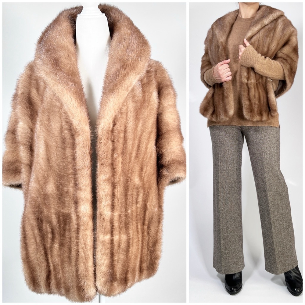 Roberts-Lories San Francisco Mink Stile Brown Fur Stole Cape OS - Picture 1 of 15